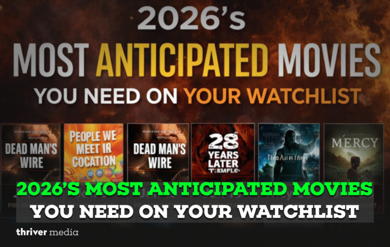 A dramatic vertical collage highlighting 2026’s most anticipated movies, featuring upcoming blockbusters and sequels set against a fiery cinematic background.