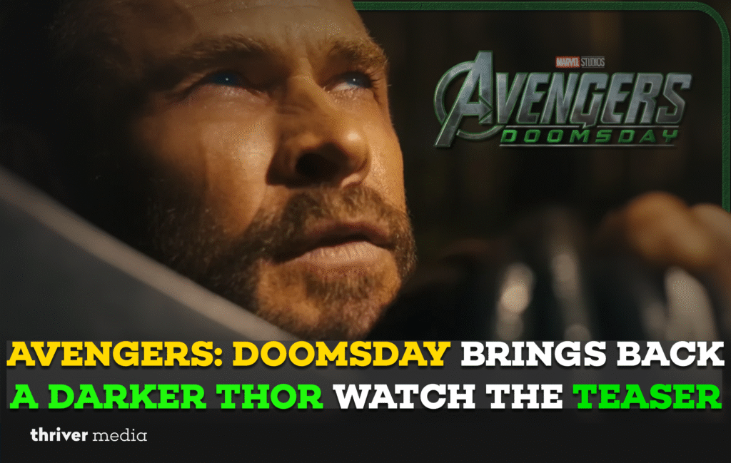 Avengers: Doomsday Brings Back a Darker Thor Watch the Teaser 5 Close-up of a somber Thor in Avengers: Doomsday teaser, hinting at a darker and more intense return