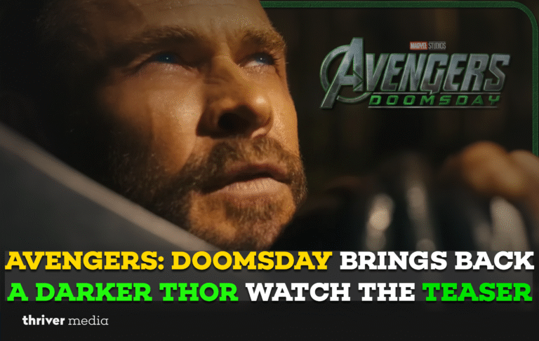 Close-up of a somber Thor in Avengers: Doomsday teaser, hinting at a darker and more intense return
