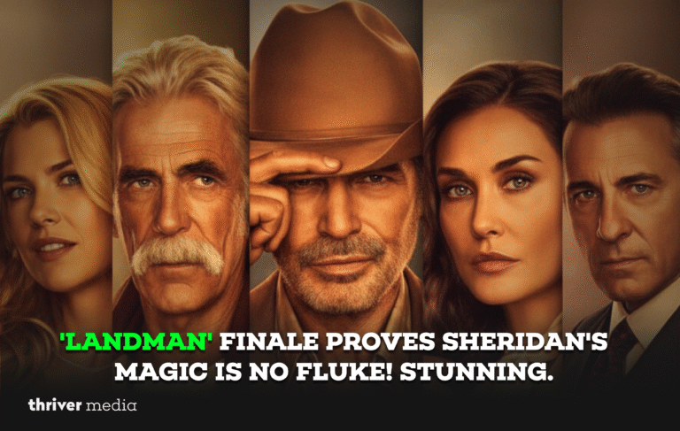 A dramatic scene from Landman’s season finale highlighting the intense clash between corporate power, personal morality, and the land’s violent reckoning.