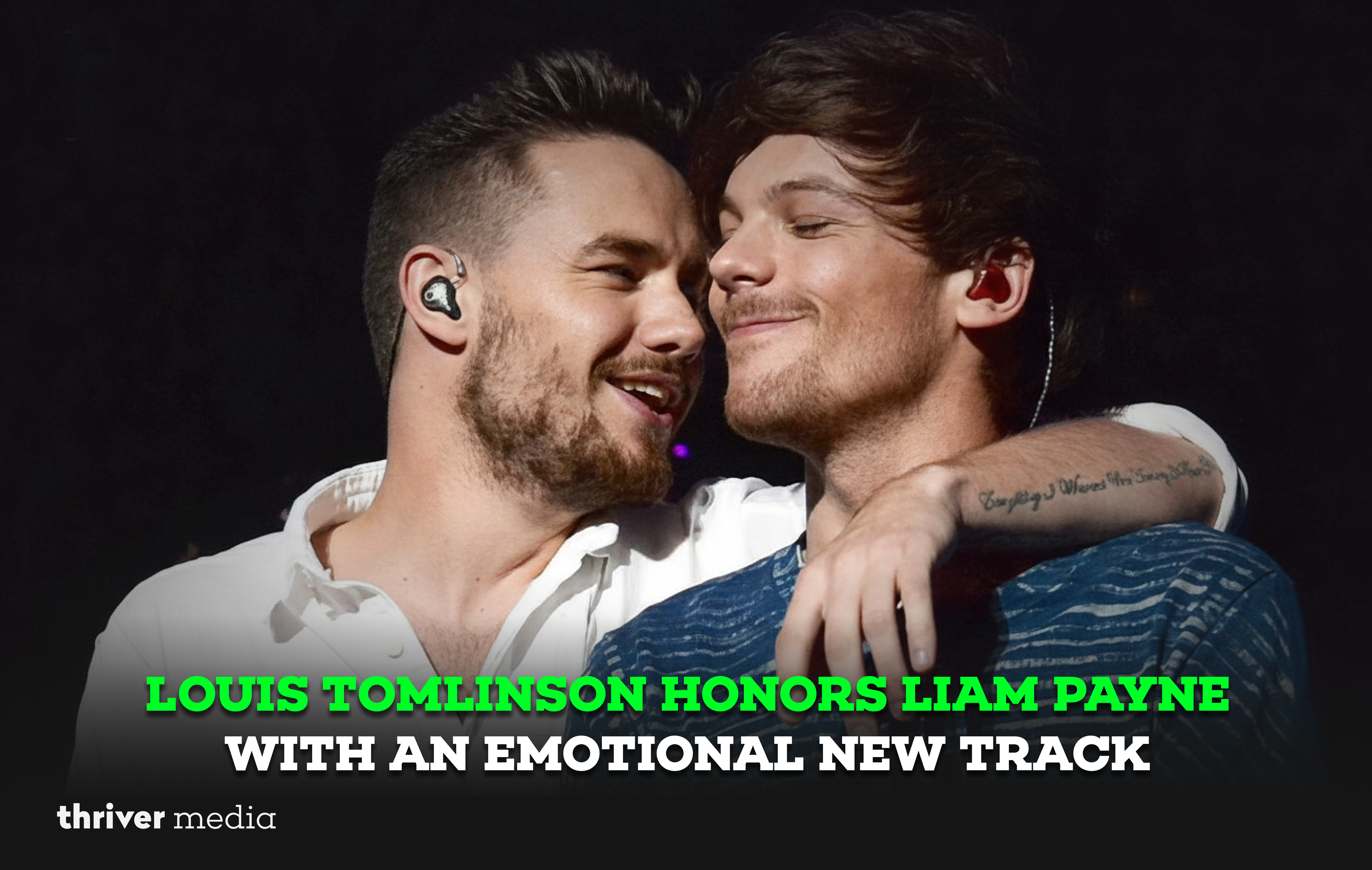 Louis Tomlinson and Liam Payne sharing a warm moment on stage during a live performance
