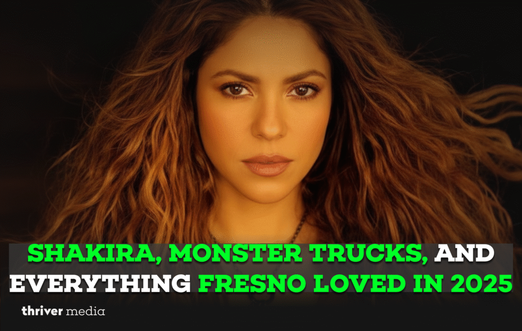 Close-up promotional image of Shakira representing major live entertainment events that drew large crowds in Fresno during 2025.