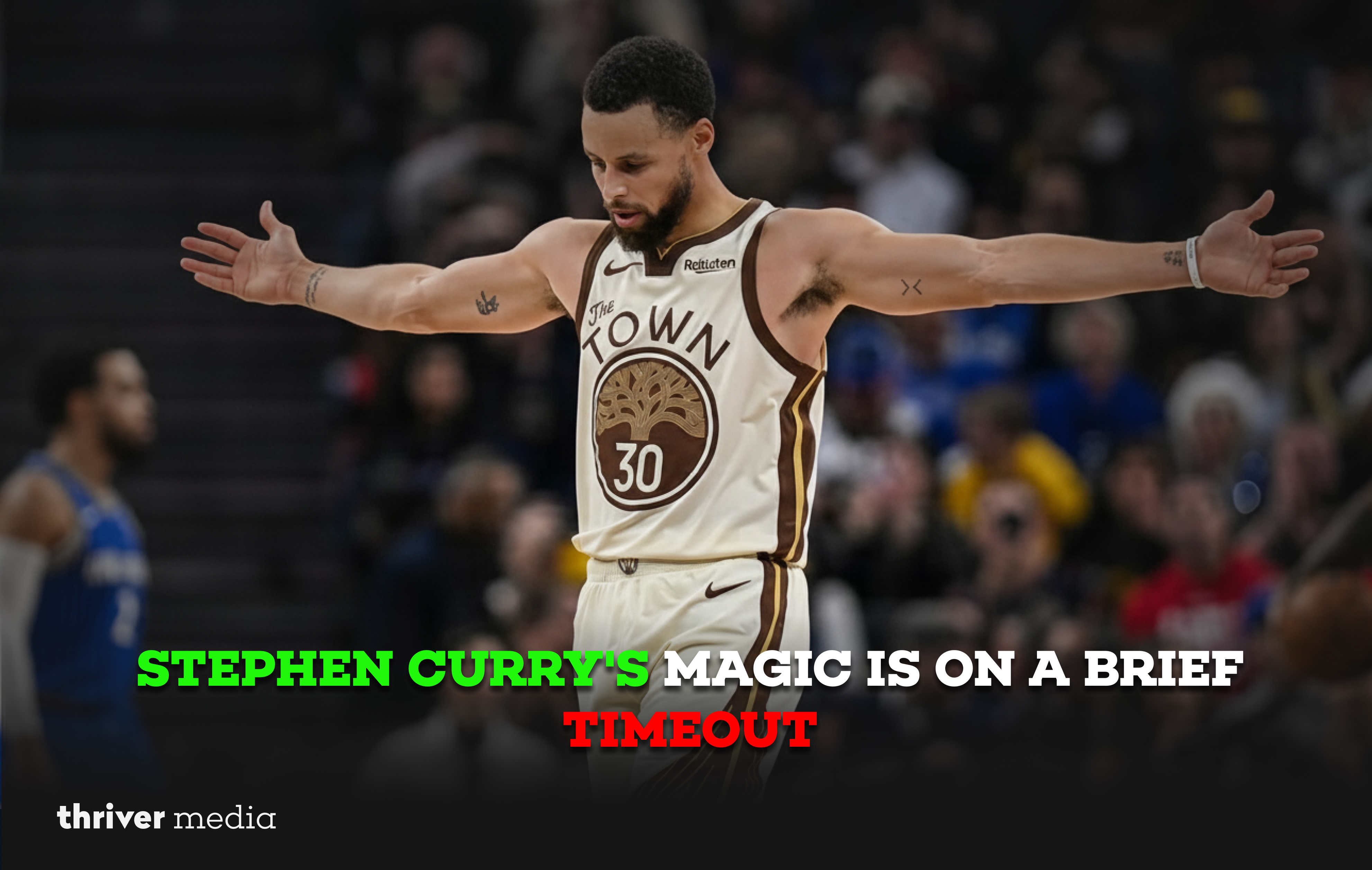 Stephen Curry on the court during a game, focused and preparing for the next play.