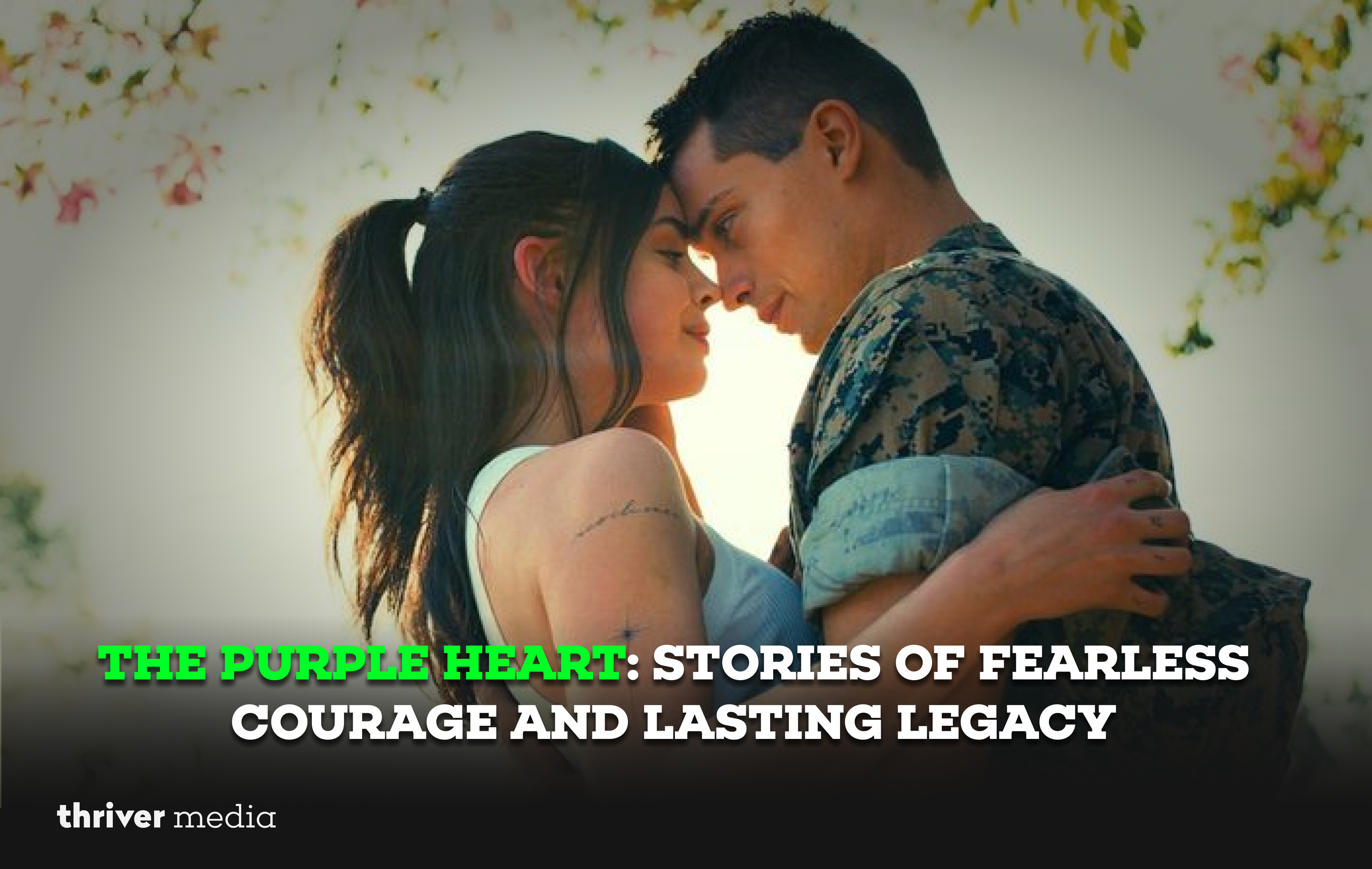 Current image: A Purple Heart medal symbolizing bravery and the heroic sacrifices of military service members.