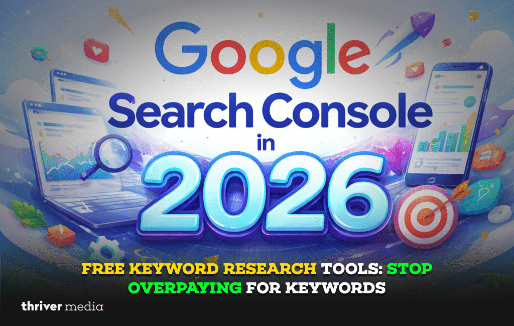 free keyword research tools shown with Google Search Console dashboard and SEO analytics interface in 2026