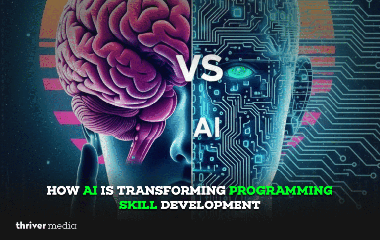 Illustration of AI tools assisting programmers in coding, learning, and skill development.