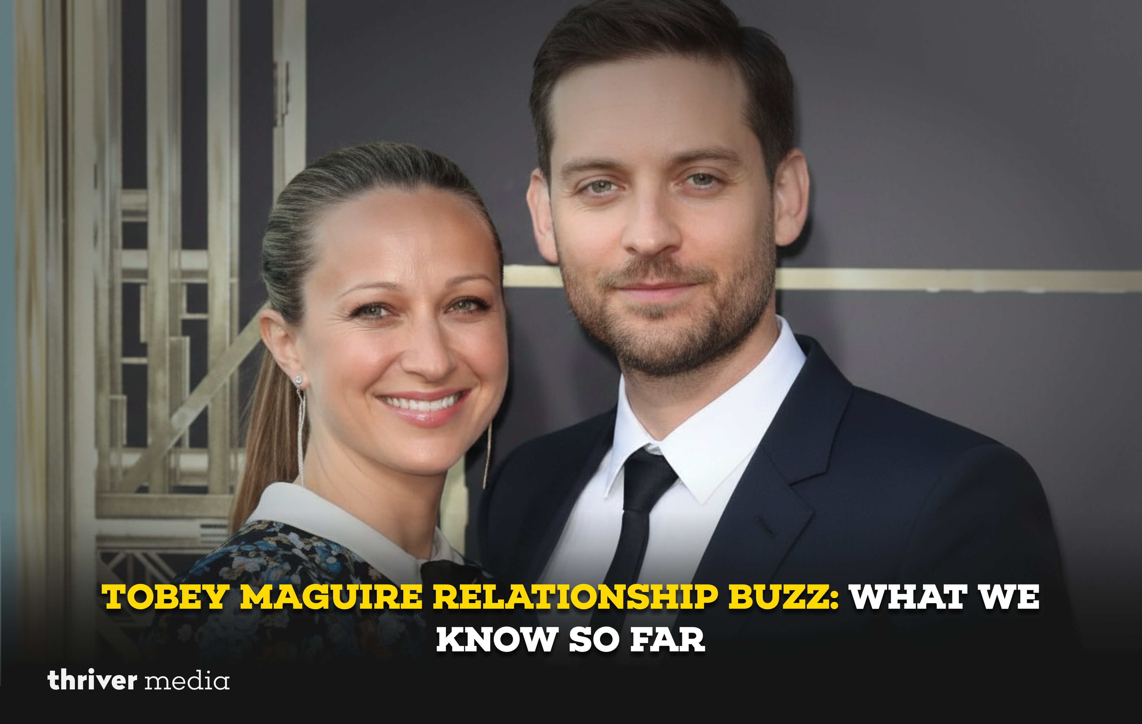 Current image: Tobey Maguire at a public event, amid media attention surrounding rumors about his personal and dating life.