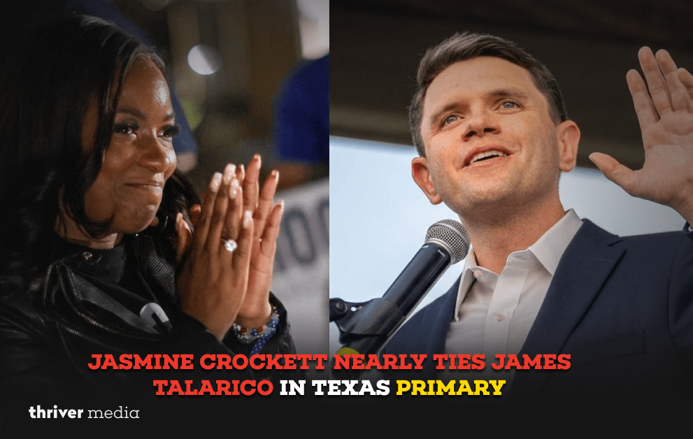 Jasmine Crockett and James Talarico during the Texas Democratic Senate primary race as early results show a near tie.