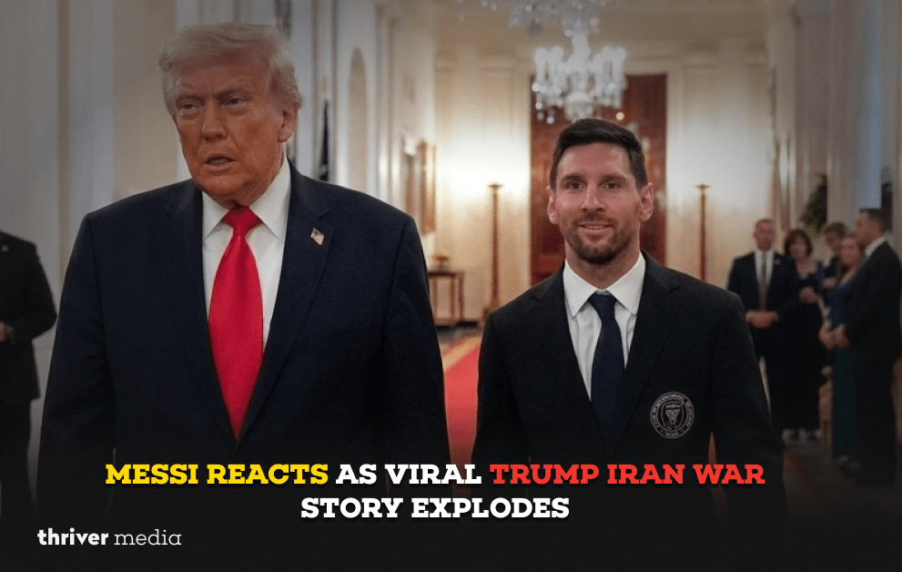 Lionel Messi walks beside Donald Trump in the White House during Inter Miami celebration as a viral Iran war story spreads online.
