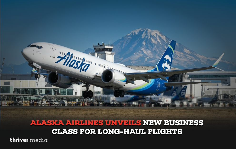 Alaska Airlines International Business Class Suite interior showing lie-flat seat, privacy door, and premium cabin lighting aboard Boeing 787-9 Dreamliner.