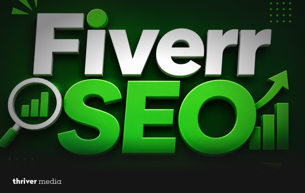 How to Write a Winning Fiverr Gig Description in 2026 3 Fiverr SEO concept image featuring bold green and white typography, search analytics icons, ranking growth visuals, and optimization elements on a modern digital marketing background.
